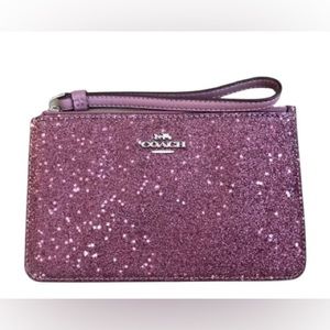 Coach Metallic Cherry Glitter Sparkle Small Wallet Wristlet
